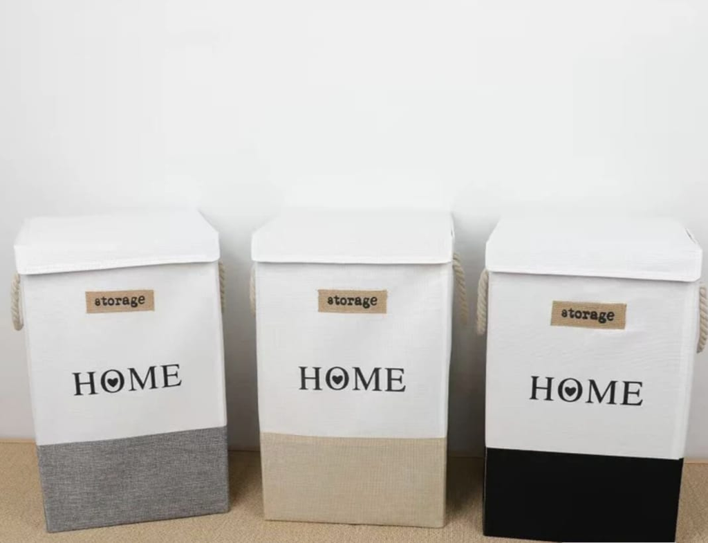 Hard Laundry Basket with Lid - Premium Cloth Storage Bin (each)