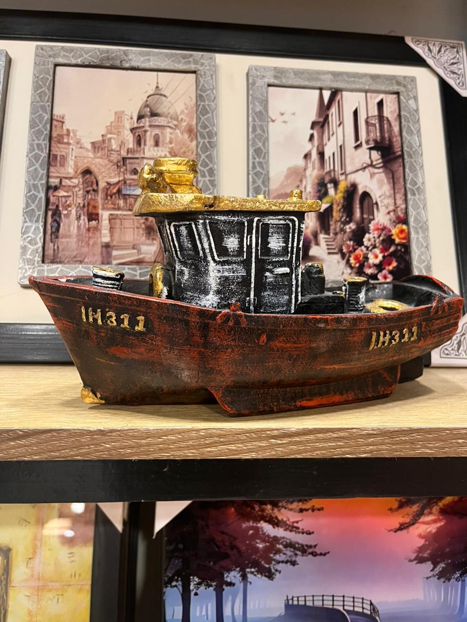 Vintage Wooden Boat Decorative Showpiece