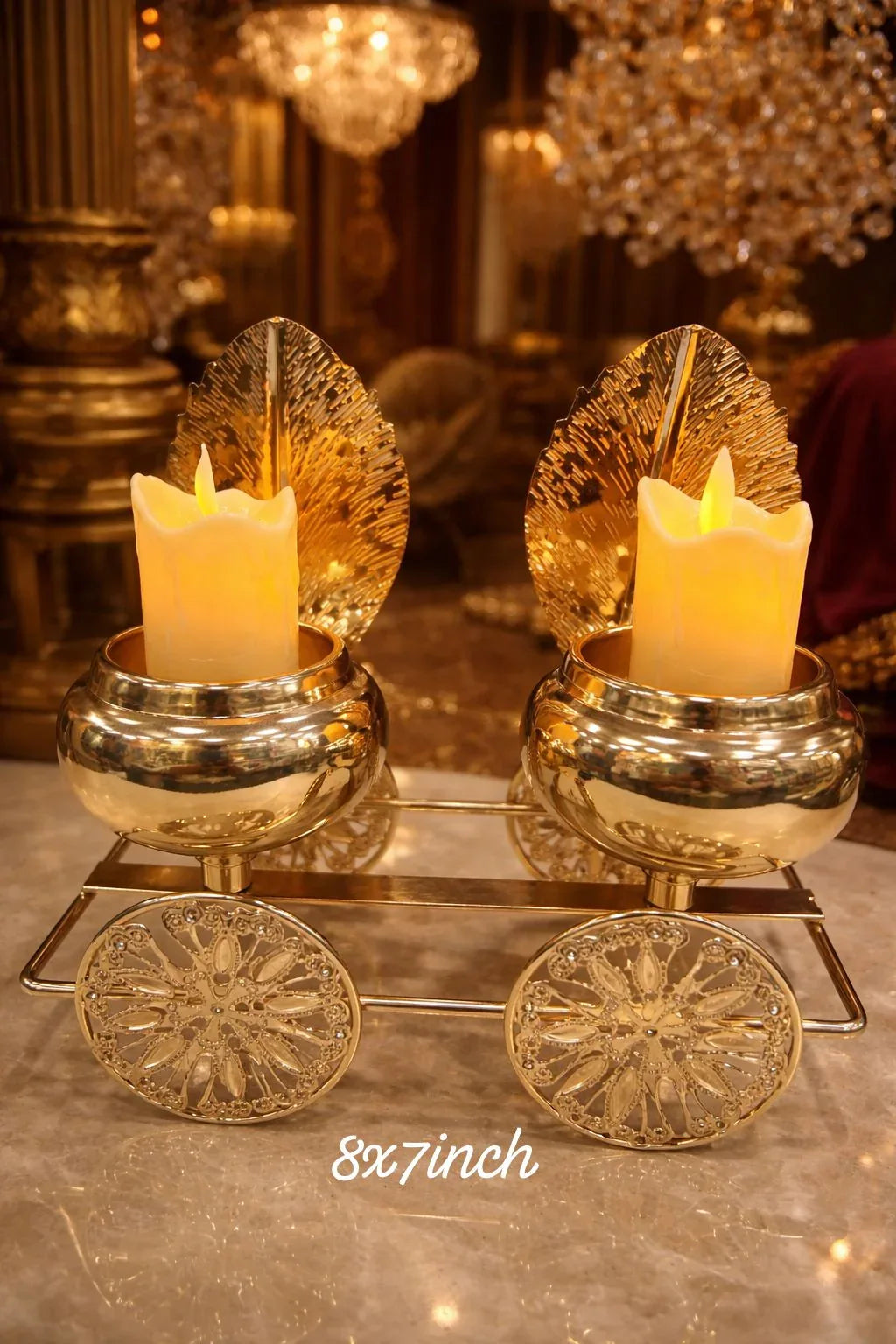 Luxury Gold Double Candle Holder – Tabletop Décor