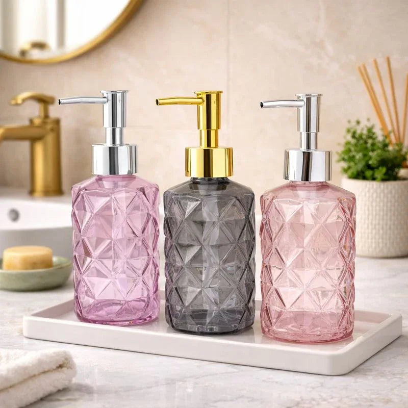 Luxury Faceted Soap Dispenser – Premium Bathroom & Kitchen Counter Decor (each)