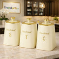 HausRoland 3-Piece Luxe Canister Set – Cream & Gold