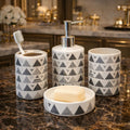 Modern 4-Piece Geometric Triangle Ceramic Bathroom Accessory Set