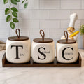 3-Piece Tea Sugar Coffee Ceramic Kitchen Storage Jar Set