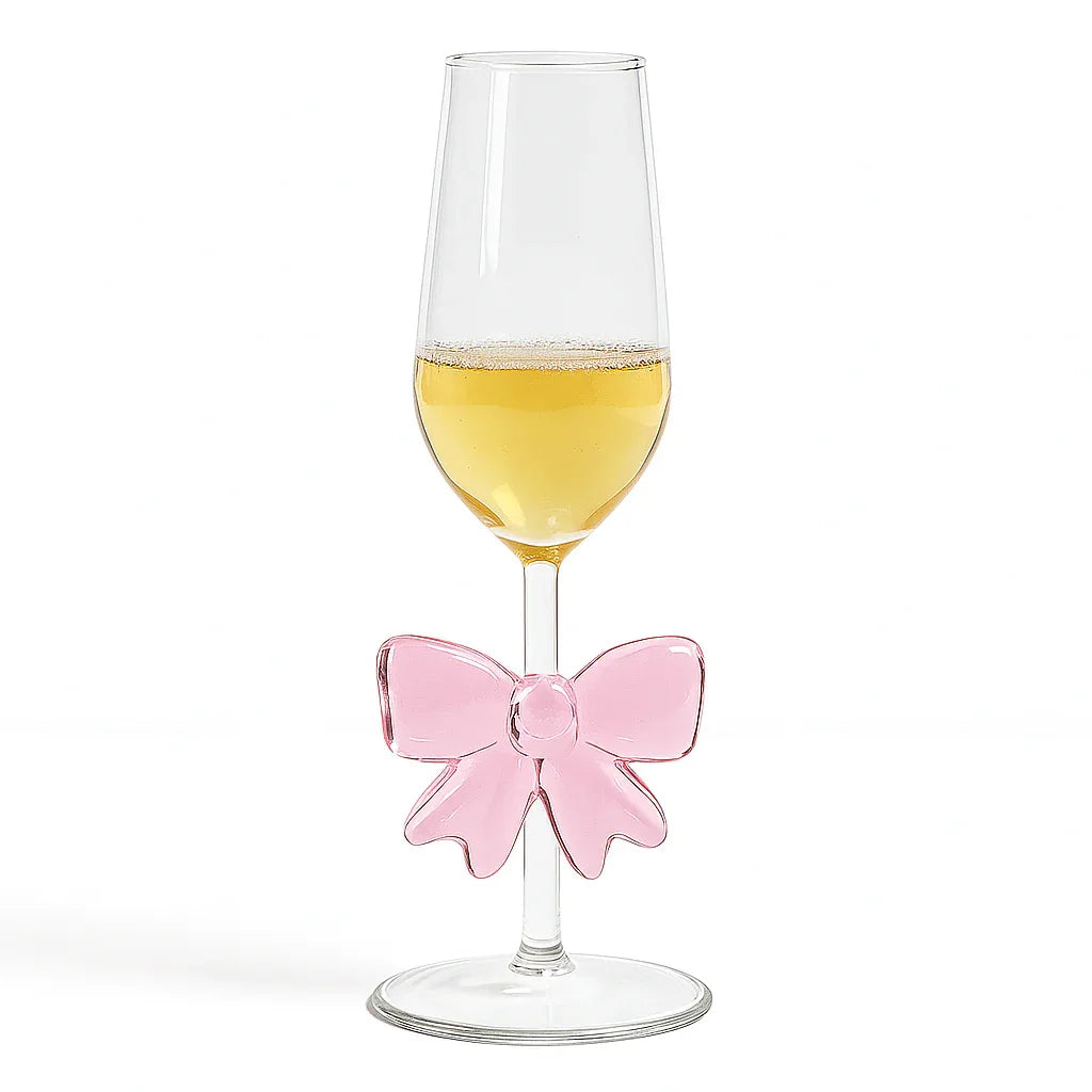 Pink Bow Champagne Flute Glass – Elegant Drinkware