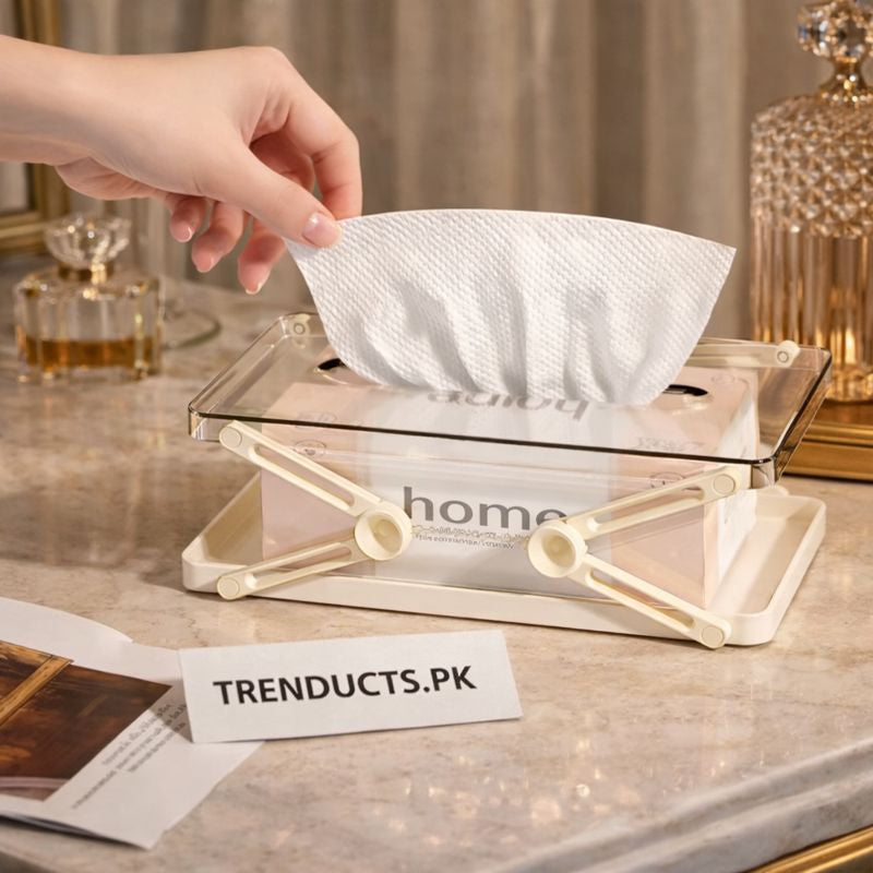 Extendable Automatic Lift Tissue Box - Height Adjustable Paper Towel Dispenser