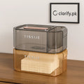 Premium Acrylic Tissue Box with Organizer – Transparent Holder