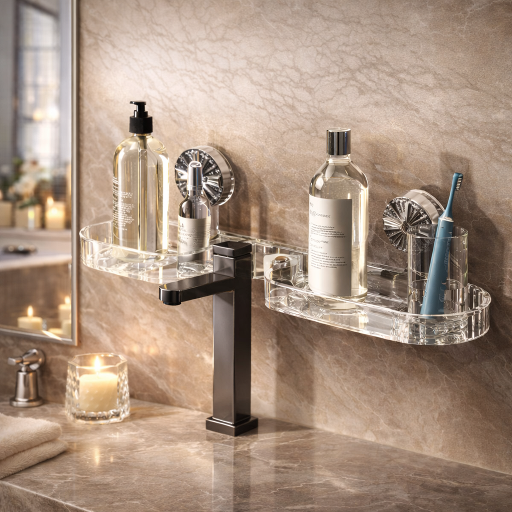 Premium Bathroom Suction Shelf – No Drill Wall Storage Organizer