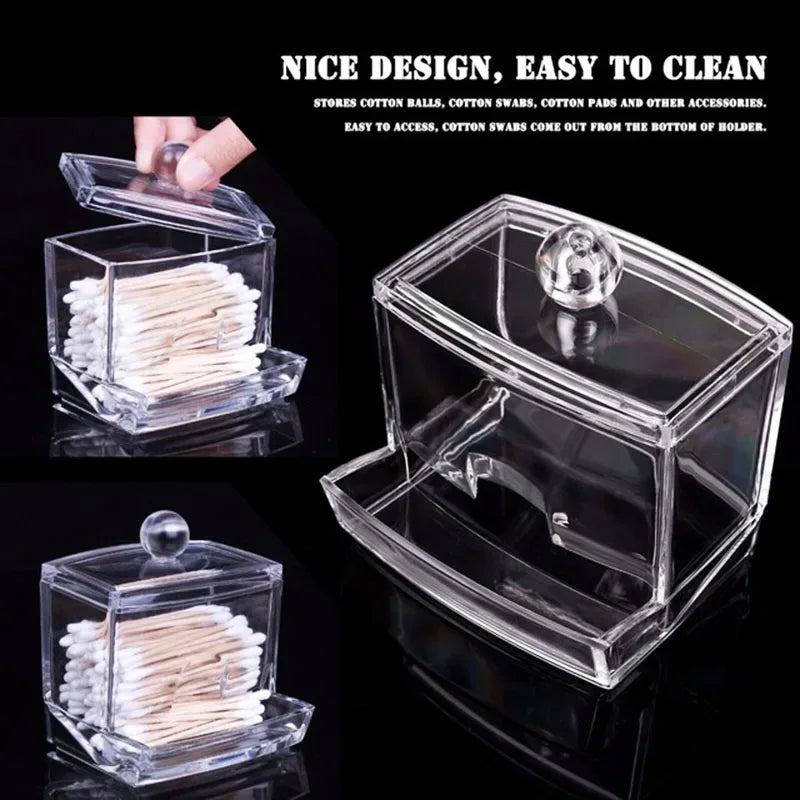 Acrylic Cotton Swab Storage Box – Clear Organizer
