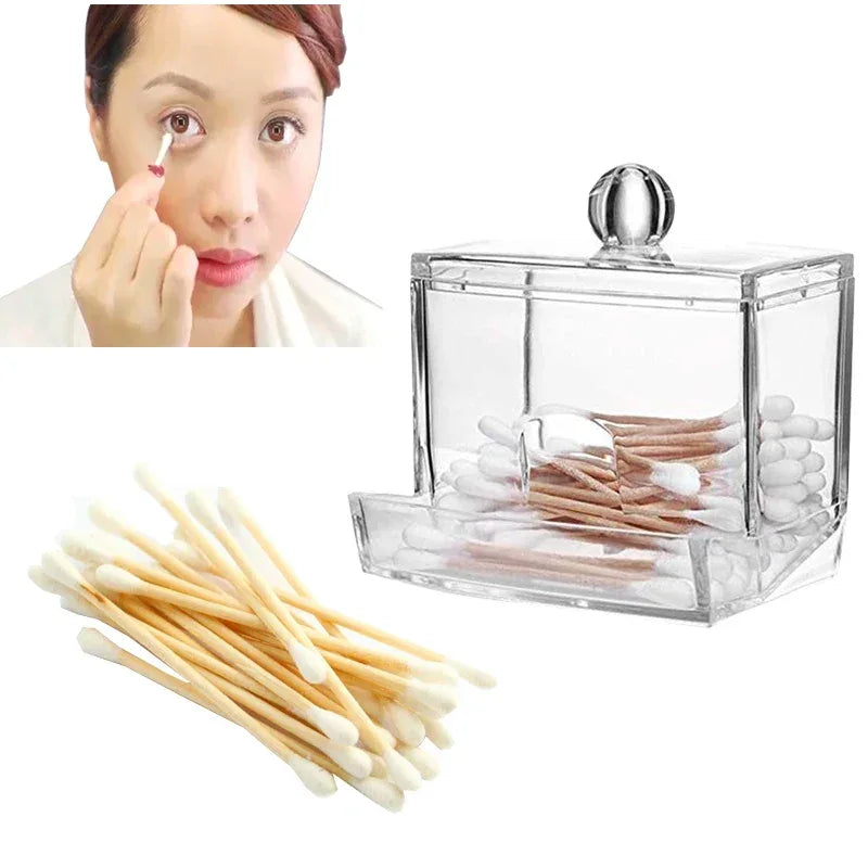 Acrylic Cotton Swab Storage Box – Clear Organizer