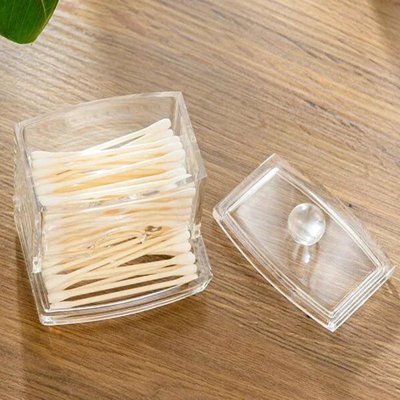 Acrylic Cotton Swab Storage Box – Clear Organizer