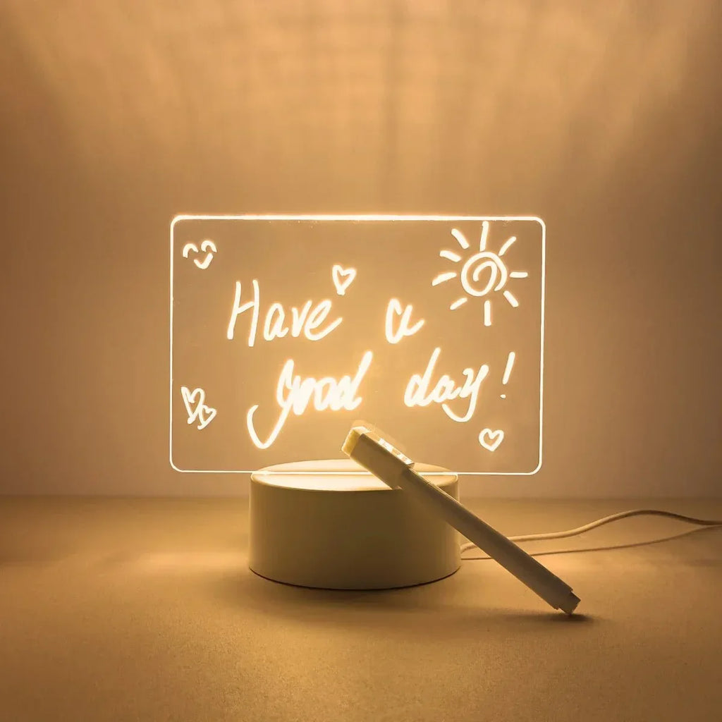 Acrylic Writing Board with LED Base – 3D DIY Night Light