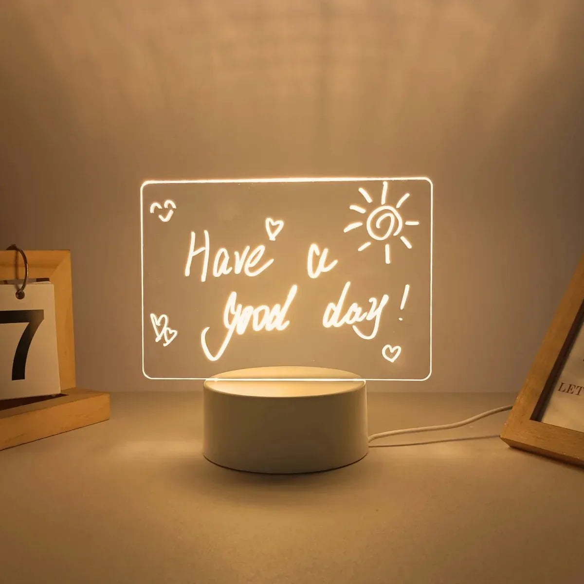 Acrylic Writing Board with LED Base – 3D DIY Night Light