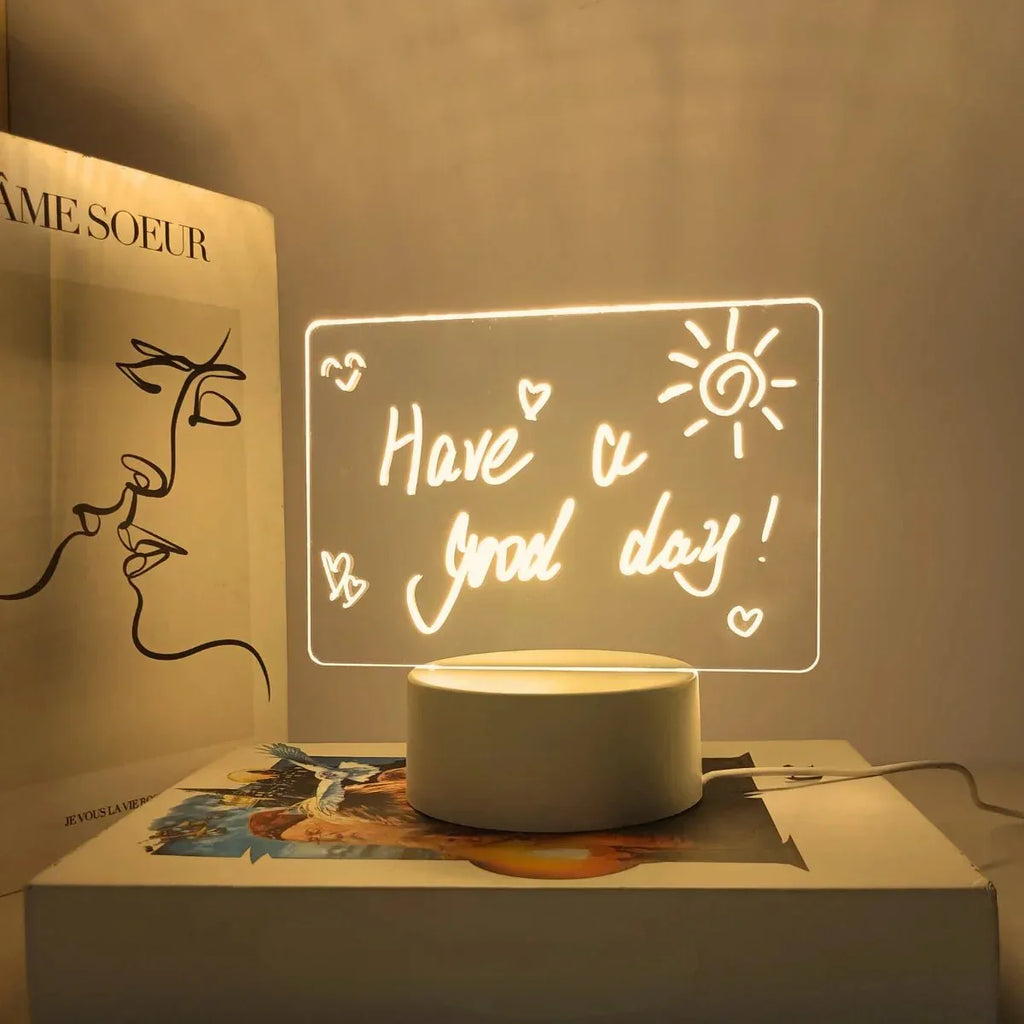 Acrylic Writing Board with LED Base – 3D DIY Night Light