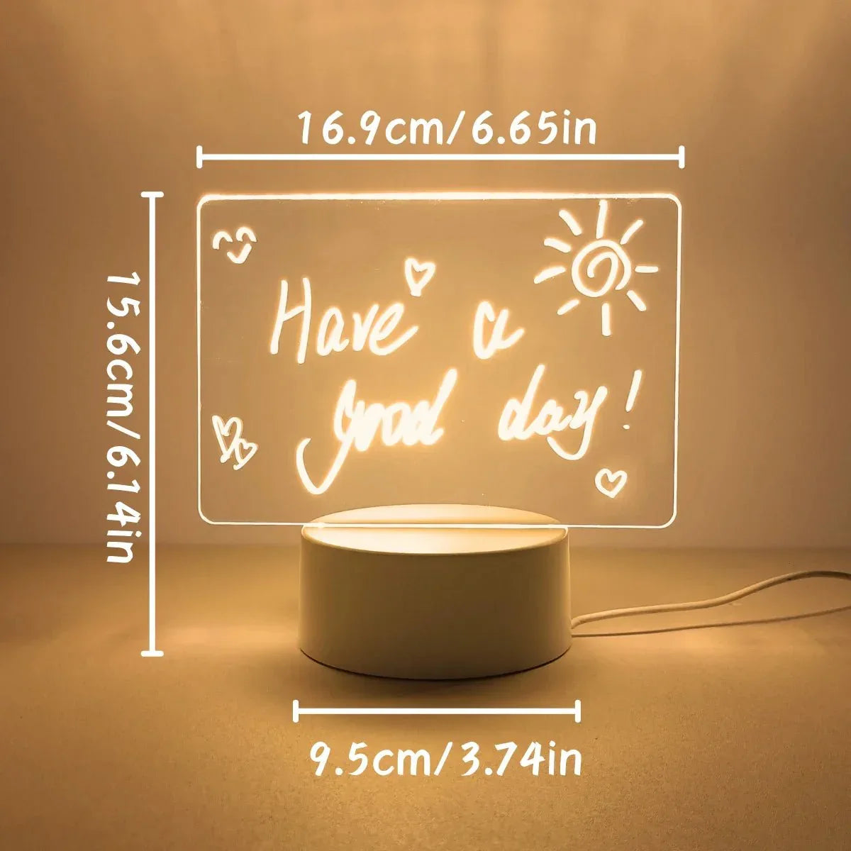 Acrylic Writing Board with LED Base – 3D DIY Night Light