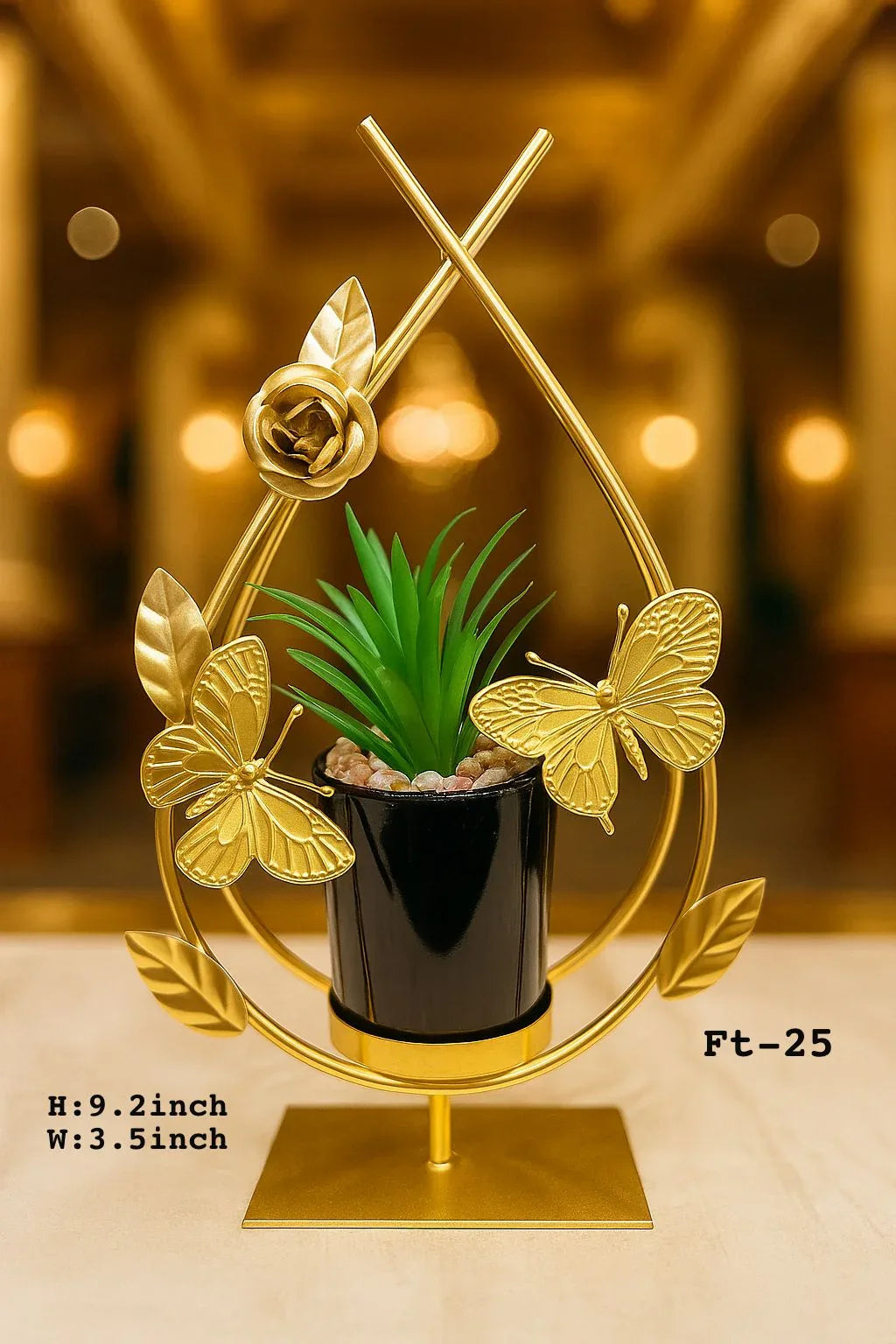 Golden Butterfly Metal Plant Pot - Luxury Home Decoration
