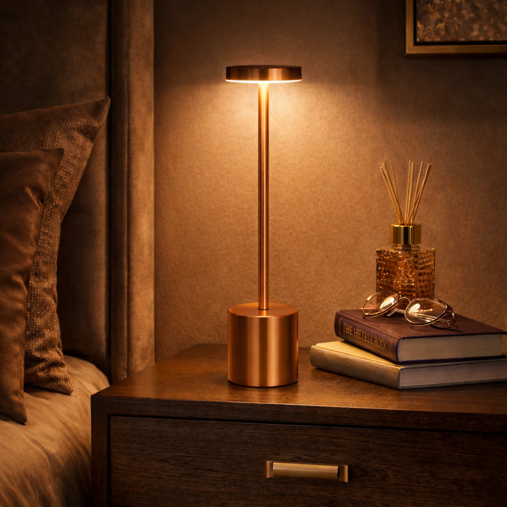 Rechargeable Alloy LED Table Lamp – 3-Color Touch Light