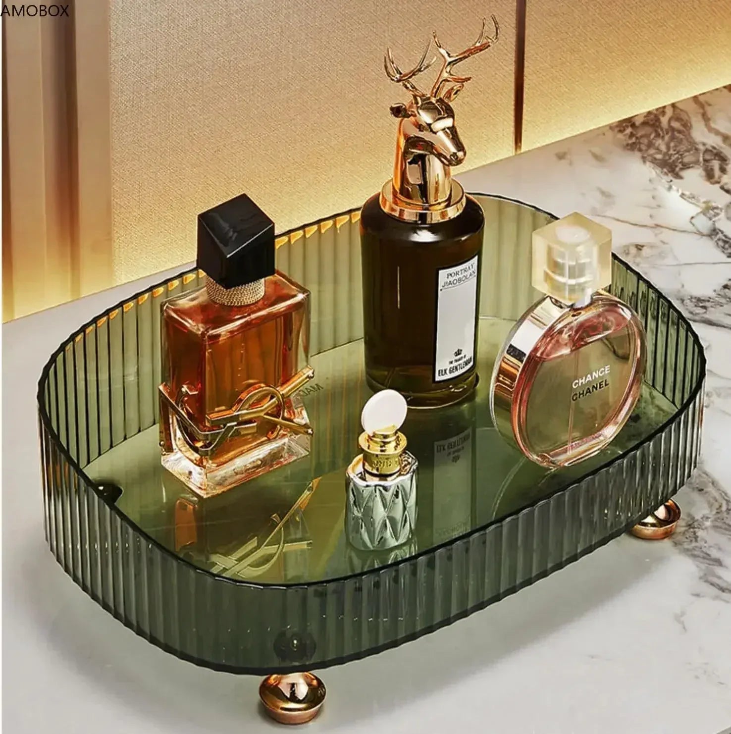 Transparent Dresser Storage Box with Gold Legs