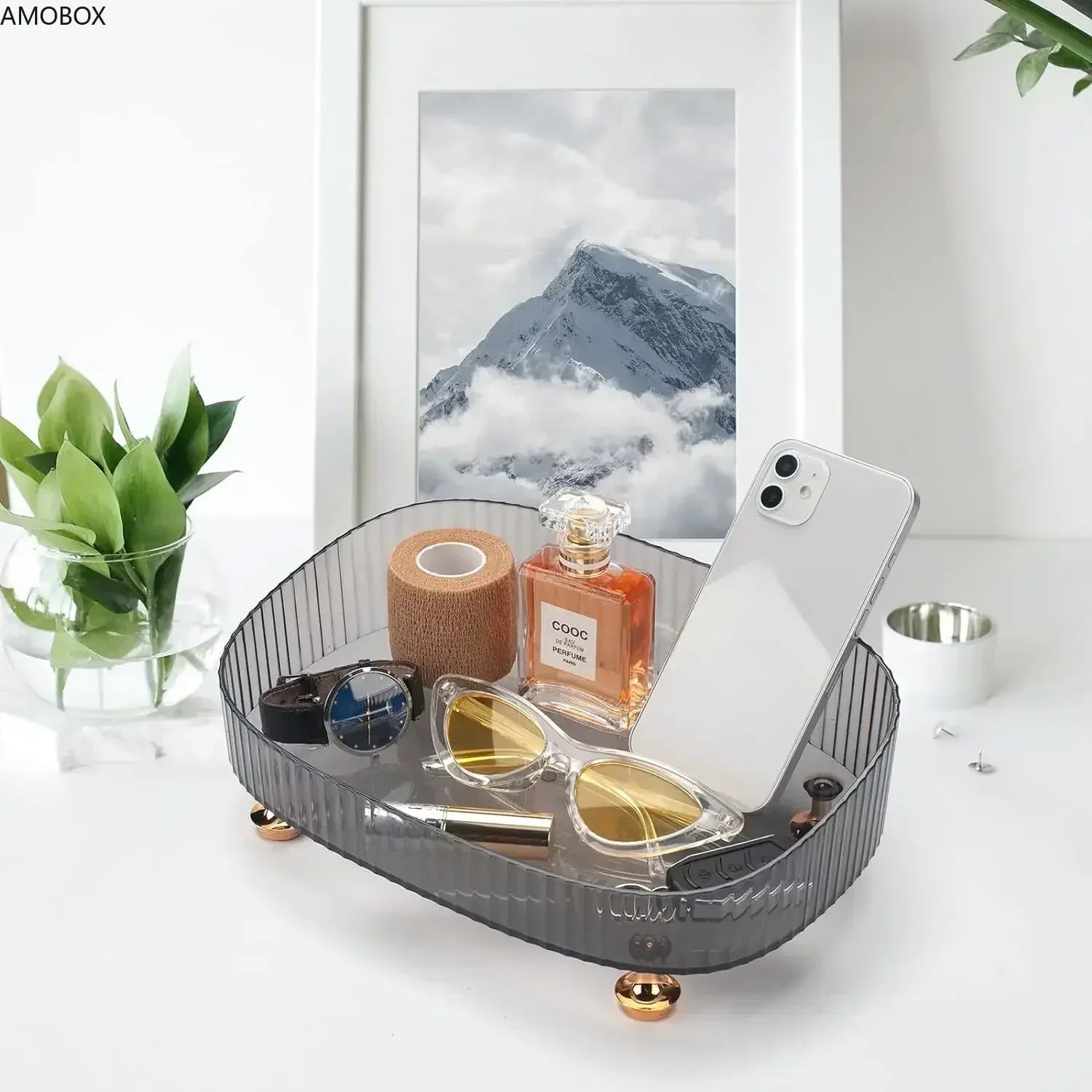 Transparent Dresser Storage Box with Gold Legs