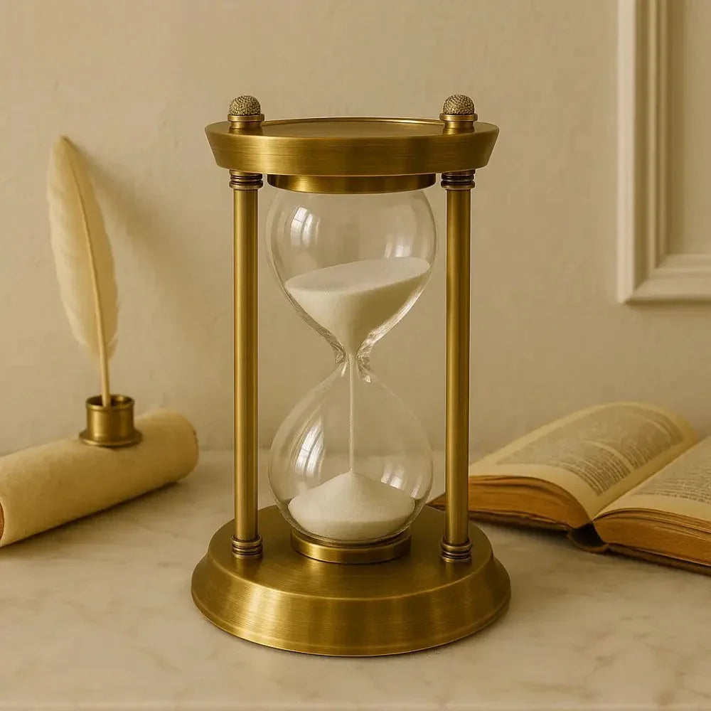 Antique Brass Hourglass Timer with Sand