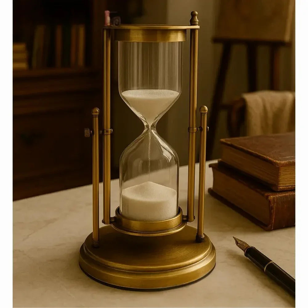 Antique Brass Hourglass Timer for Home Decor