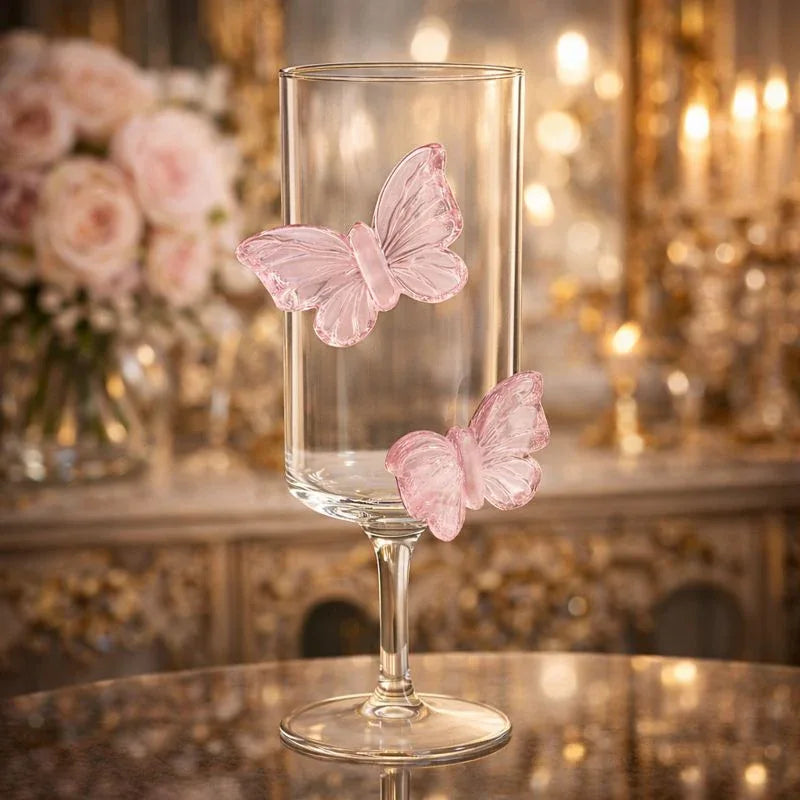 Pink Bow Flutter Glass – Elegant Drinkware