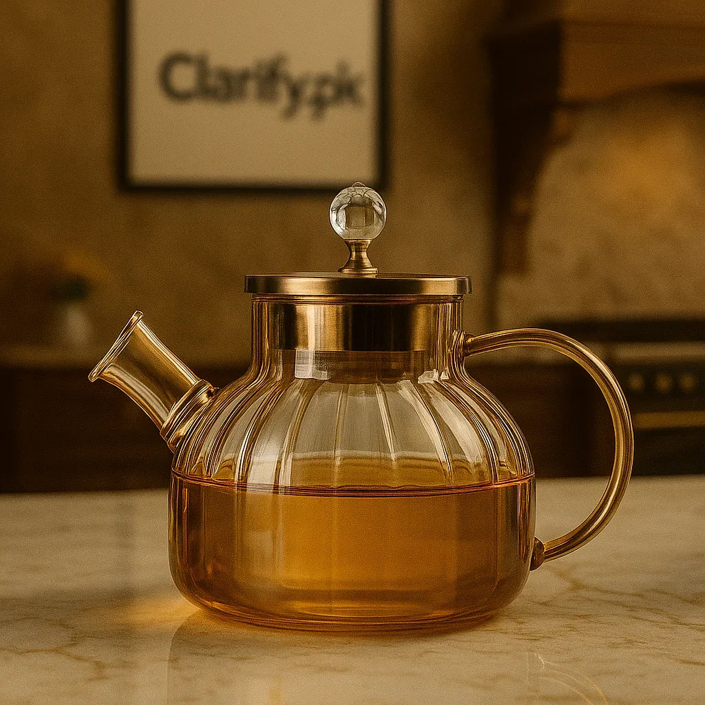 Electroplated Glass Kettle with Golden Handle