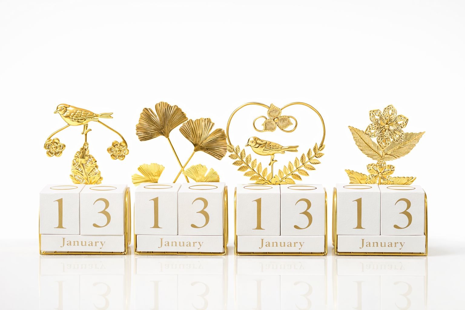 Golden Bloom Perpetual Calendar – Artisanal Tabletop Series (each)