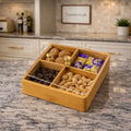 Luxury Bamboo Snack Storage Box – Multi-Compartment Organizer