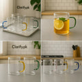 Set of 6 Heat Resistant Borosilicate Glass Cups – 330ml MultiColor