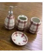 4Pcs Luxury Bath Set – Red & White Bathroom Accessories
