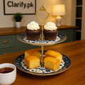 Luxury Royal Blue 2-Tier Ceramic Dessert Stand
