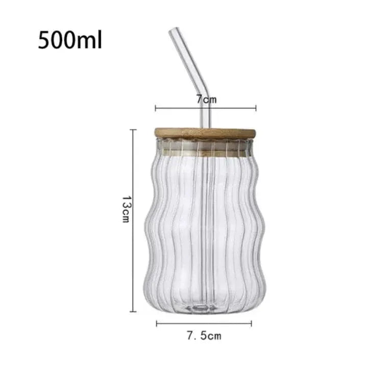 Premum Bamboo Lid Glass Mug with Straw - Eco-Friendly Drinkware