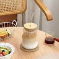 Premum Bamboo Lid Glass Mug with Straw - Eco-Friendly Drinkware
