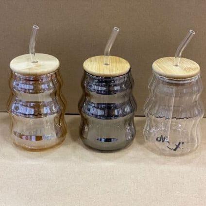 Premum Bamboo Lid Glass Mug with Straw - Eco-Friendly Drinkware
