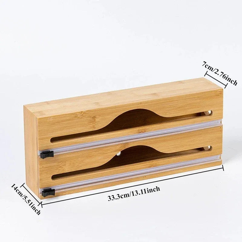Bamboo Wrap Dispenser with Cutter Organizer
