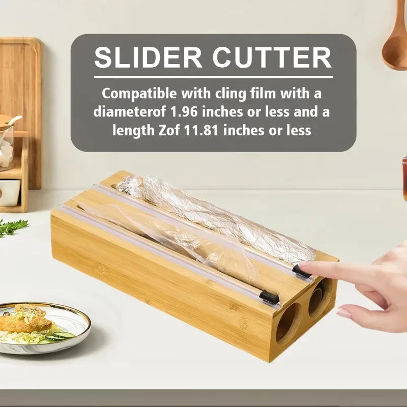 Bamboo Wrap Dispenser with Cutter Organizer