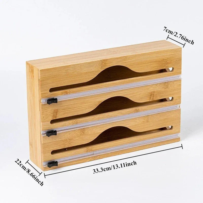Bamboo Wrap Dispenser with Cutter Organizer