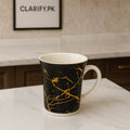 Stylish Black Marble Mug – Gold Pattern Coffee Cup