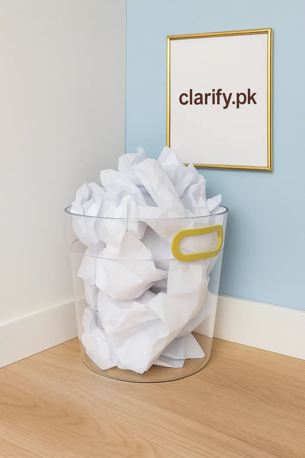 Acrylic Waste Paper Bin – 10” Transparent Trash Can