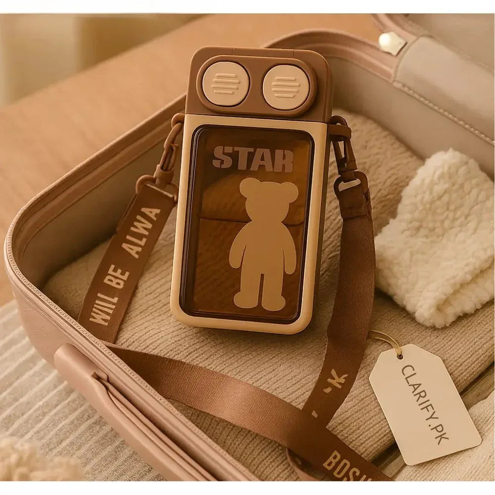 Bear Themed Water Bottle with Strap
