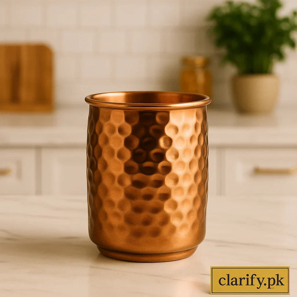 Handcrafted Copper Drinking Glass – 500ml Hammered Finish