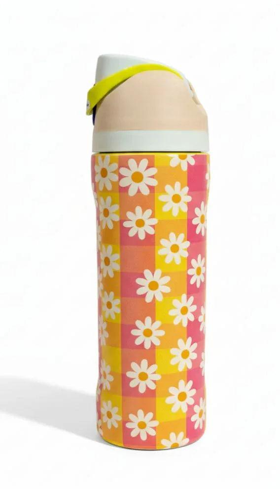 Premium Daisy Checkered 32oz Owala Bottle – Stylish Water Bottle (950ml)