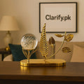 Gold Leaf & Crystal Ball Table Decor – Elegant Accent