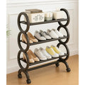 4 Layer Shoe Rack with Rollers - Stylish & Mobile
