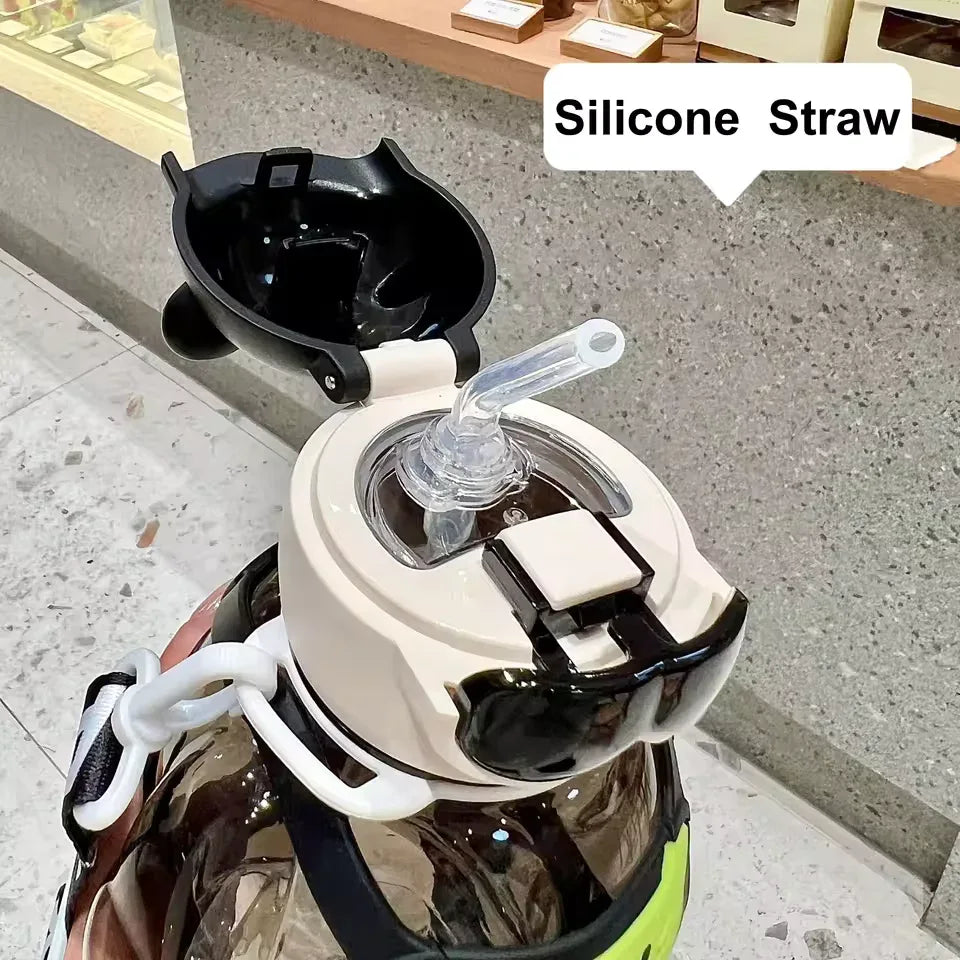 800ml Sports Water Bottle With Straw - Bear Design