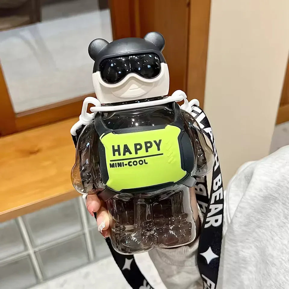 800ml Sports Water Bottle With Straw - Bear Design