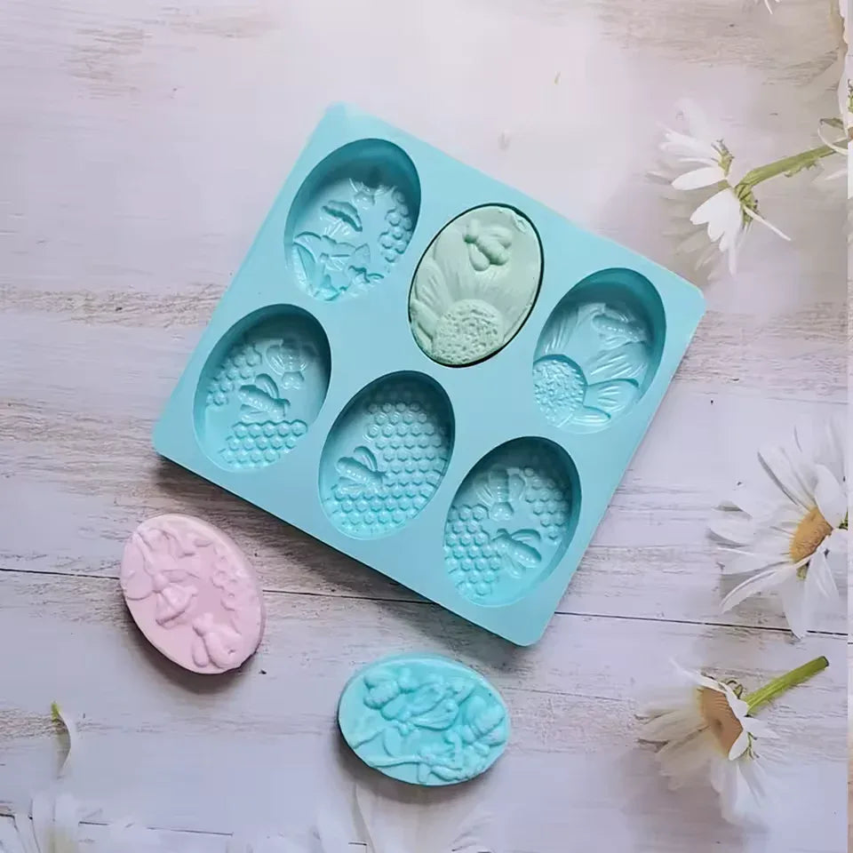 6 Cavity Oval Soap Mold for Crafts