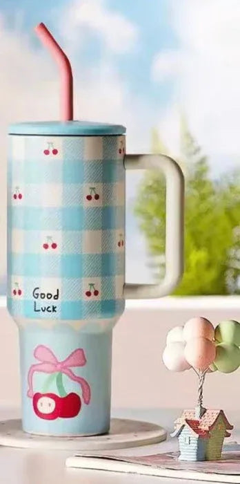 1200ml printed Stainless Steel Tumbler with Straw