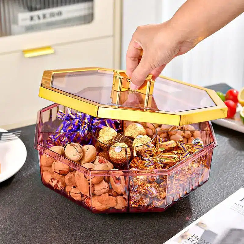 Luxury Hexagon Dry Fruit Box with Golden Lid