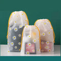 4 Piece Travel Storage Bags with Daisy Print